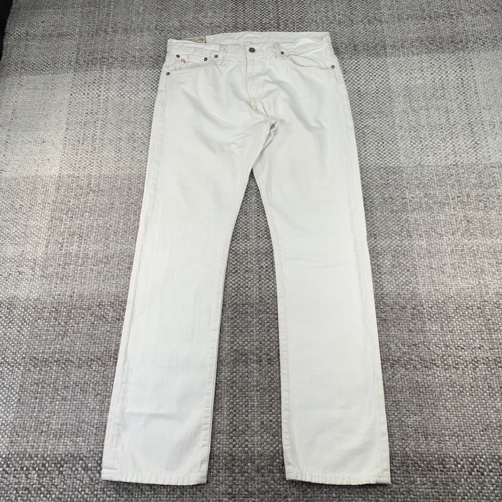 Polo Ralph Lauren Jeans Mens 34x34 White Varick Slim Straight Hudson Cotton